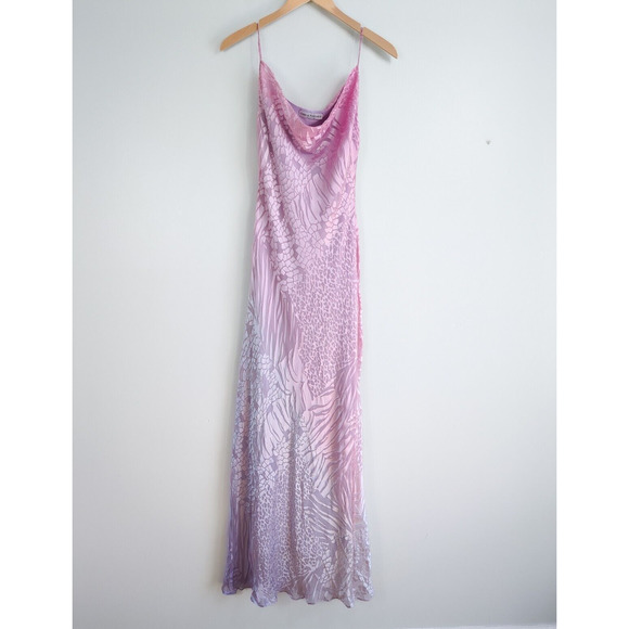 Elegant light pink lavender purple ombre silk maxi gown - Picture 2 of 16